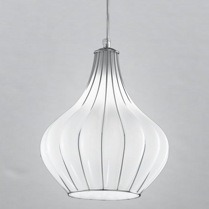 SIRU - Hanglamp aan een koord AURIGA 1xE14/40W/230V diameter 26 cm mat chroom/wit Venetiaans glas