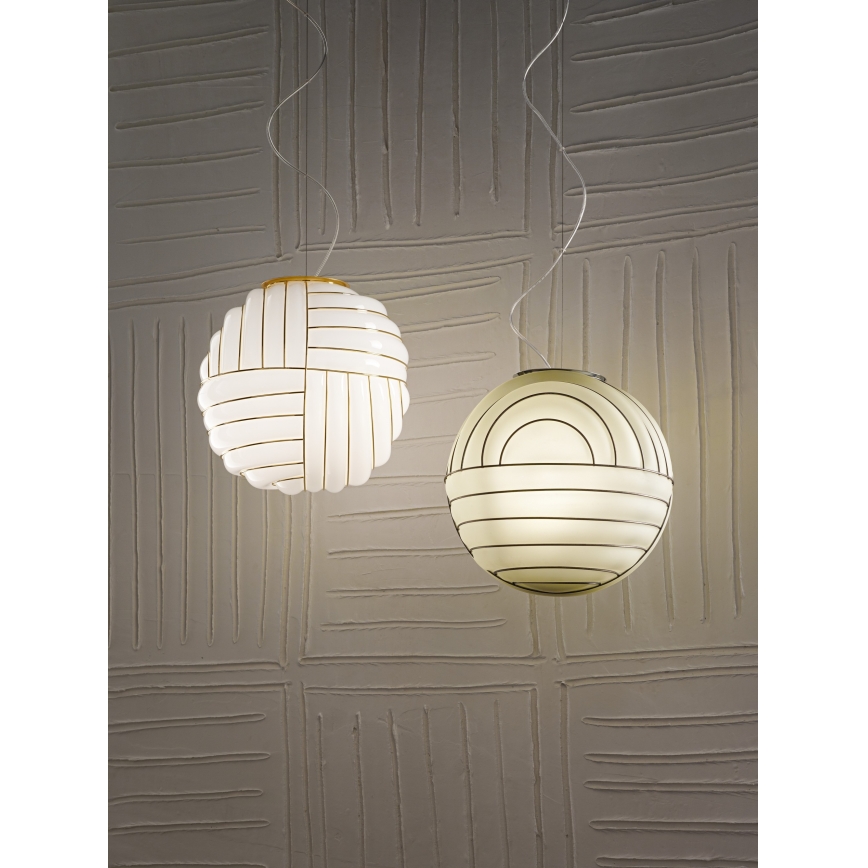 SIRU - Hanglamp aan een koord CARTESIO 1xE27/60W/230V goud/wit Venetiaans glas