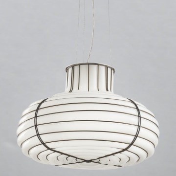 SIRU - Hanglamp aan een koord CHAPEAU 2xE14/40W/230V mat chroom/wit Venetiaans glas