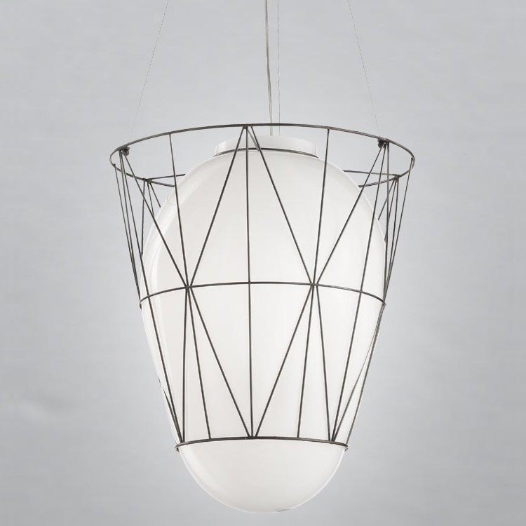 SIRU - Hanglamp aan een koord SEGNI 1xE27/60W/230V zwart/wit Venetiaans glas
