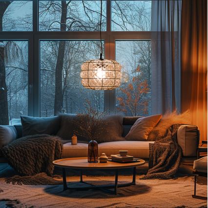 SIRU - Hanglamp aan een koord TERRA 1xE27/60W/230V zwart/doorzichtig Venetiaans glas