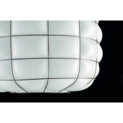 SIRU - Hanglamp aan een koord TERRA 1xE27/60W/230V zwart/wit Venetiaans glas