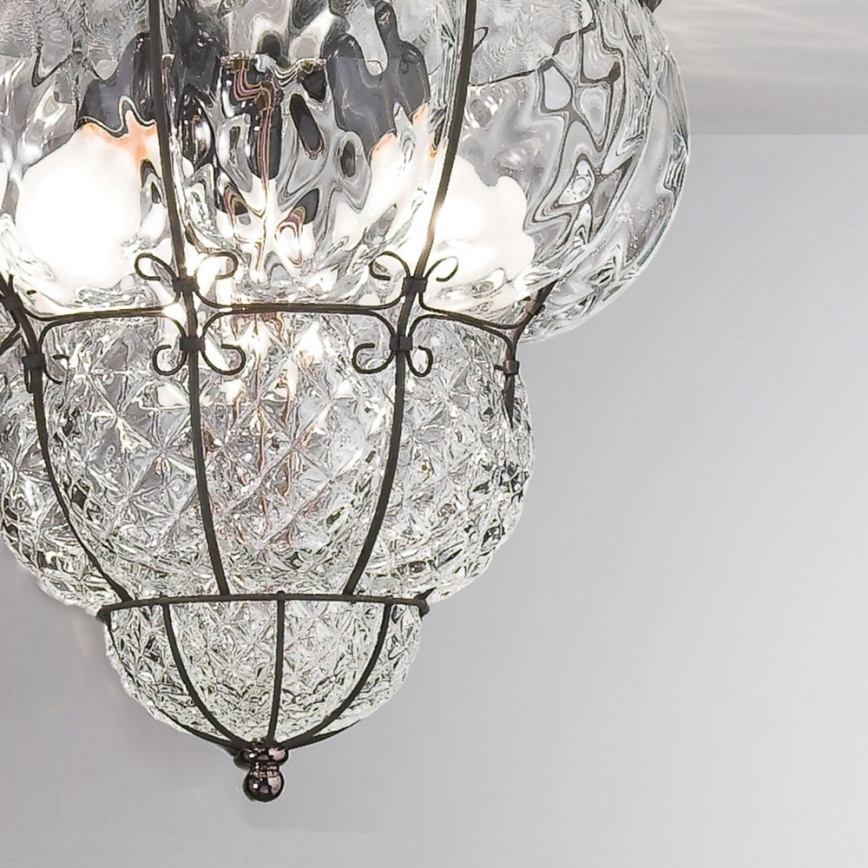 SIRU - Plafondlamp CLASSIC 3xE14/40W/230V diameter 25 cm doorzichtig/zwart Venetiaans glas