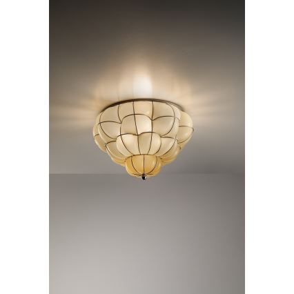 SIRU - Plafondlamp POUFF 3xE27/60W/230V glanzend chroom/beige Venetiaans glas