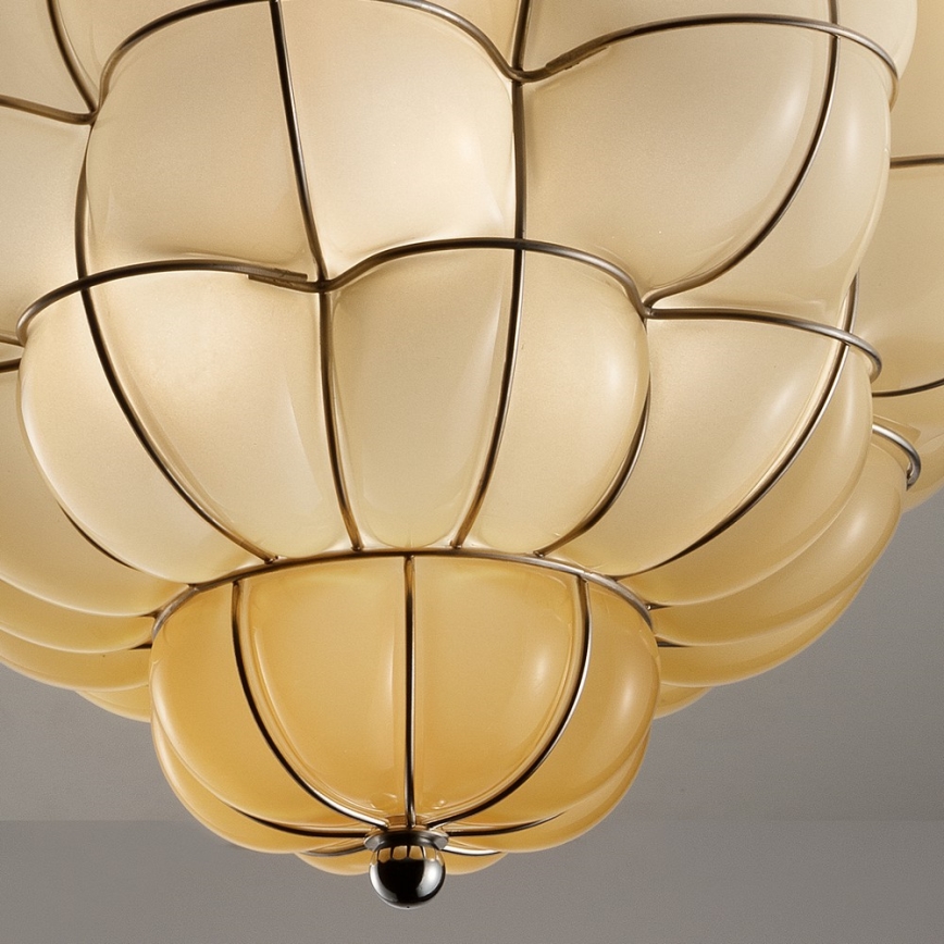 SIRU - Plafondlamp POUFF 3xE27/60W/230V glanzend chroom/beige Venetiaans glas