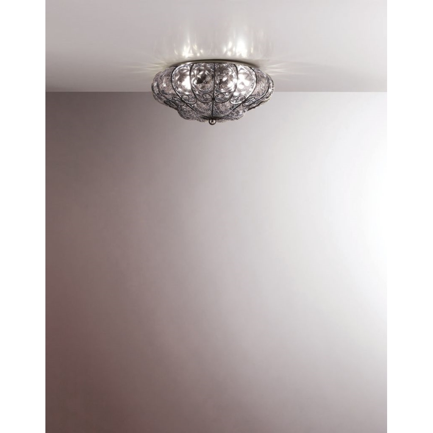 SIRU - Plafondlamp SOLE 3xE14/40W/230V diameter 31 cm doorzichtig/mat chroom Venetiaans glas