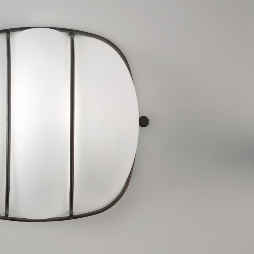 SIRU - Wandlamp CAGE 1xGX53/10W/230V 20 cm zwart/wit Venetiaans glas