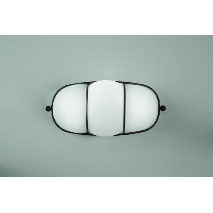 SIRU - Wandlamp CAGE 1xGX53/10W/230V 22 cm zwart/wit Venetiaans glas
