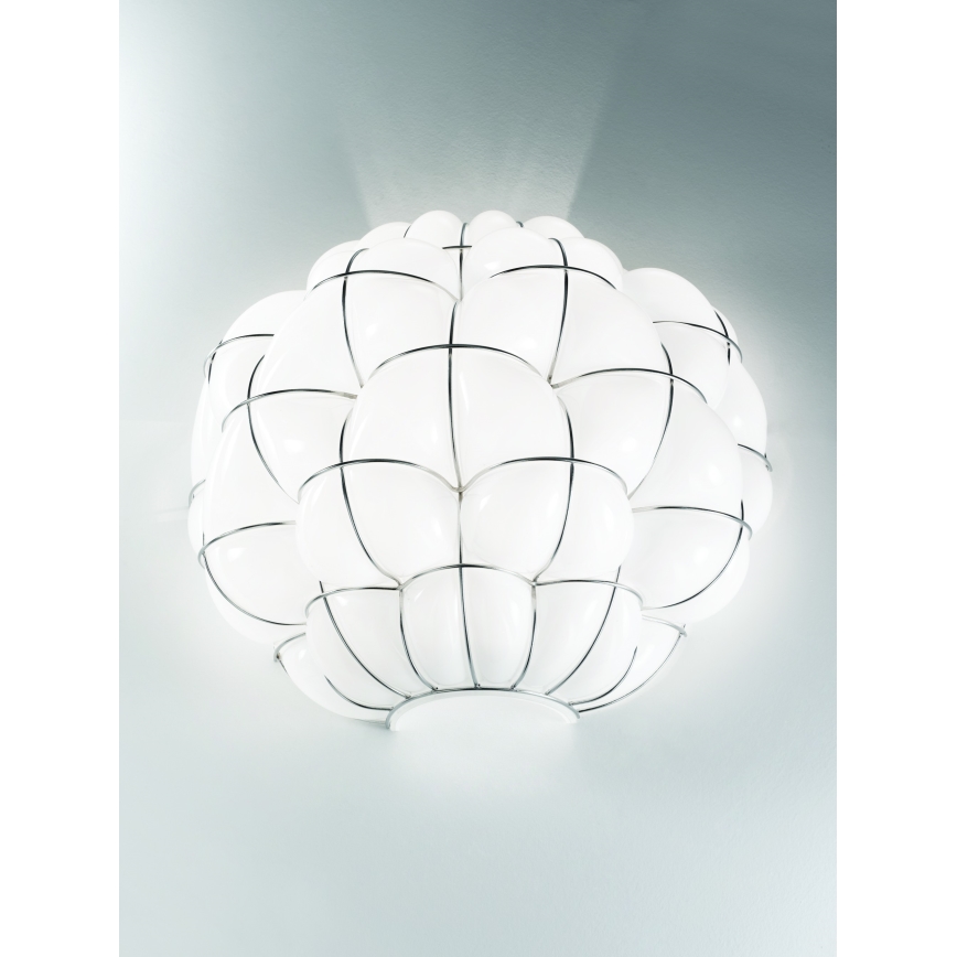 SIRU - Wandlamp POUFF 1xE27/60W/230V glanzend chroom/wit Venetiaans glas
