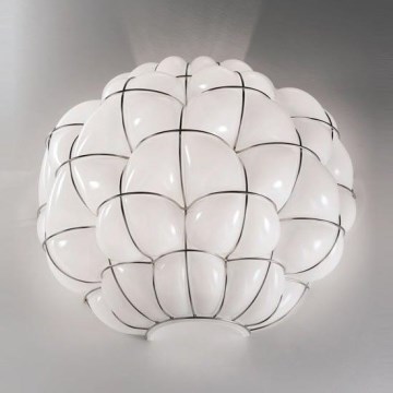 SIRU - Wandlamp POUFF 1xE27/60W/230V glanzend chroom/wit Venetiaans glas