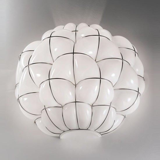 SIRU - Wandlamp POUFF 1xE27/60W/230V glanzend chroom/wit Venetiaans glas