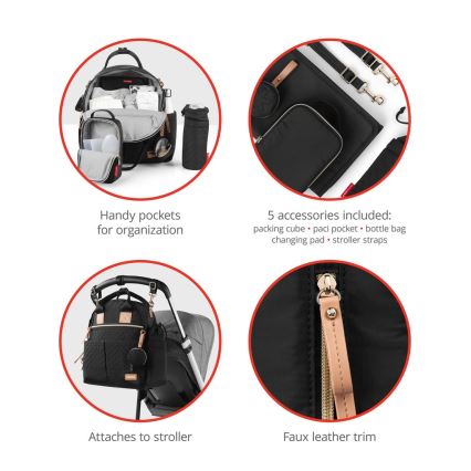 Skip Hop - 6-in-1 Luiertas voor kinderwagen SUITE SET zwart