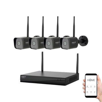 Slim camerasysteem + 4× camera's met 2K+-sensor, 12V, IP65, Wi‑Fi (Tuya)
