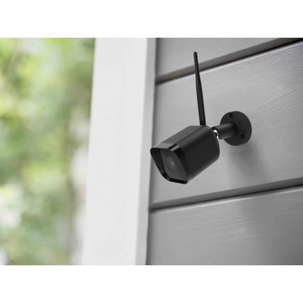 Slimme buitencamera met sensor, Full HD 1080p, 12V, IP65, Wi-Fi, Tuya, zwart