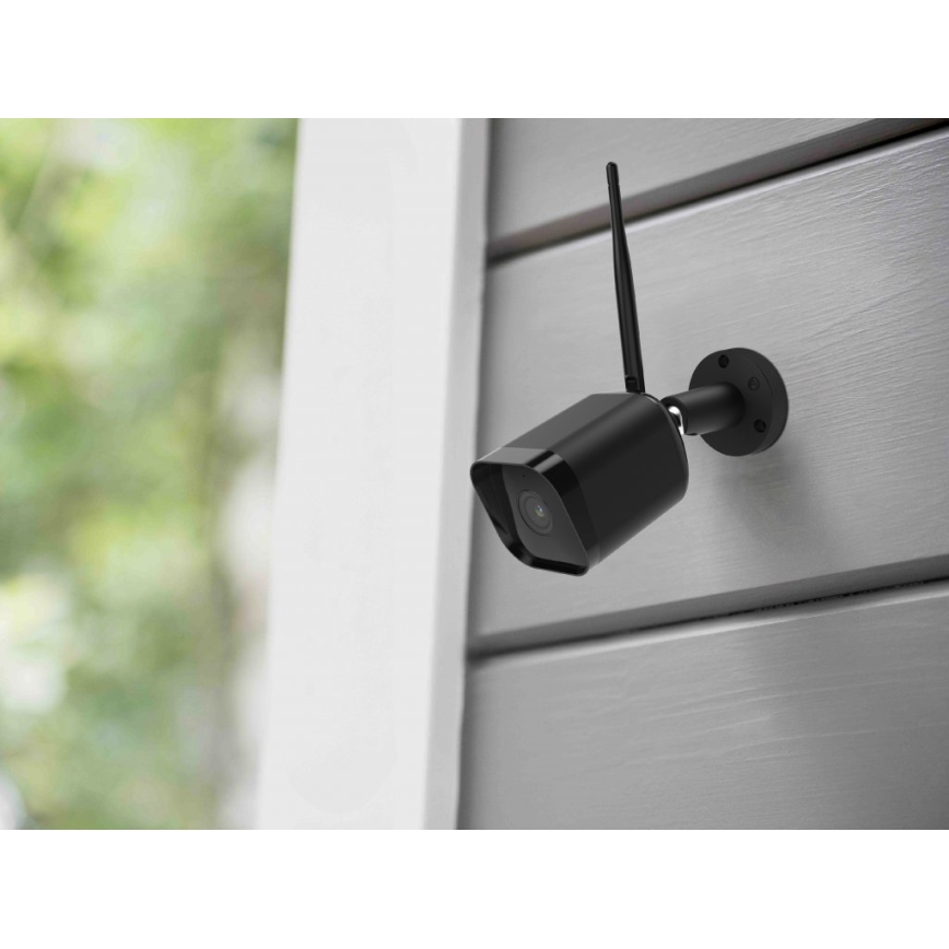 Slimme buitencamera met sensor, Full HD 1080p, 12V, IP65, Wi-Fi, Tuya, zwart