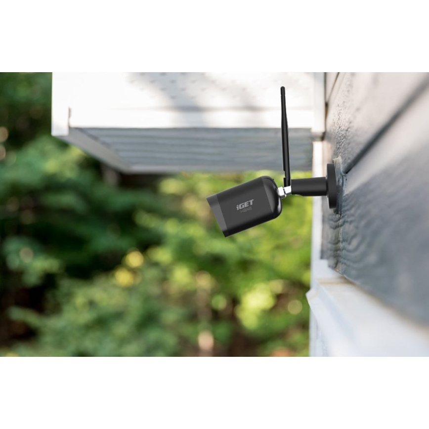 Slimme buitencamera met sensor, Full HD 1080p, 12V, IP65, Wi-Fi, Tuya, zwart