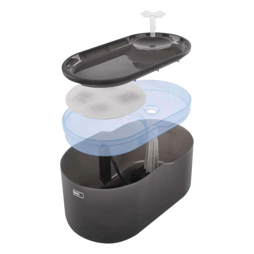 Slimme waterfontein voor huisdieren 2,6 l/5V grijs Wi-Fi