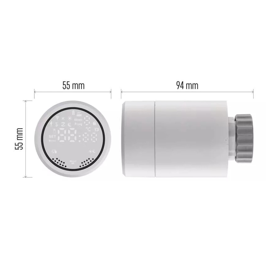 Smart thermostatische kop met LCD scherm GoSmart M30x1,5 2xAA/1,5V Tuya