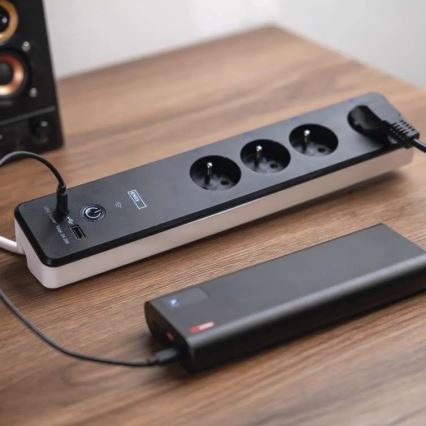 Smart verlenging kabel met een schakelaar GoSmart 4Z + 1xUSB-A + 1xUSB-C 2 m Wi-Fi Tuya