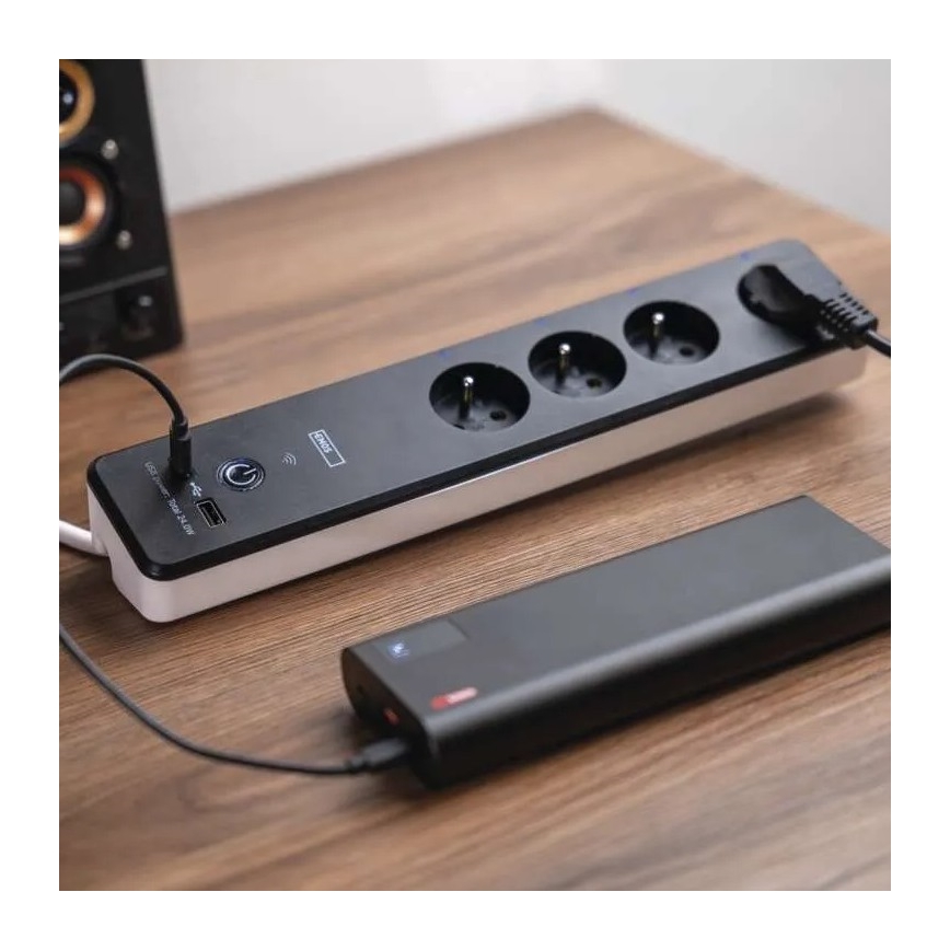Smart verlenging kabel met een schakelaar GoSmart 4Z + 1xUSB-A + 1xUSB-C 2 m Wi-Fi Tuya