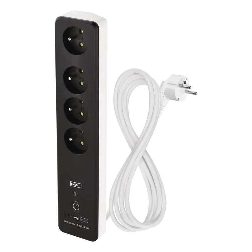 Smart verlenging kabel met een schakelaar GoSmart 4Z + 1xUSB-A + 1xUSB-C 2 m Wi-Fi Tuya