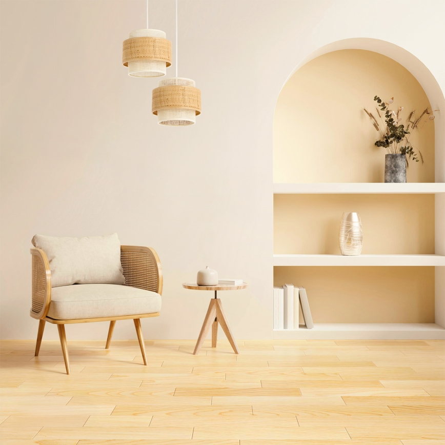 Snoerlamp BOHO 2xE27/60W/230V jute/crème