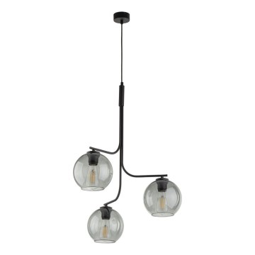 Snoerlamp CESAR 3xE27/15W/230V zwart/rookgrijs