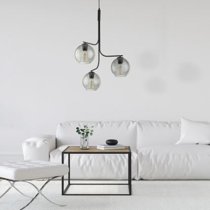 Snoerlamp CESAR 3xE27/15W/230V zwart/rookgrijs