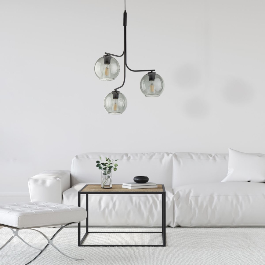 Snoerlamp CESAR 3xE27/15W/230V zwart/rookgrijs