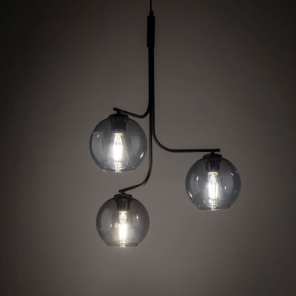 Snoerlamp CESAR 3xE27/15W/230V zwart/rookgrijs