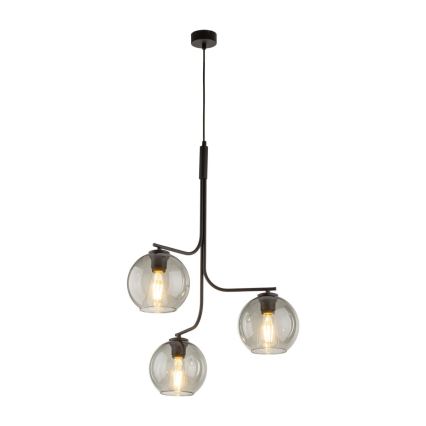 Snoerlamp CESAR 3xE27/15W/230V zwart/rookgrijs