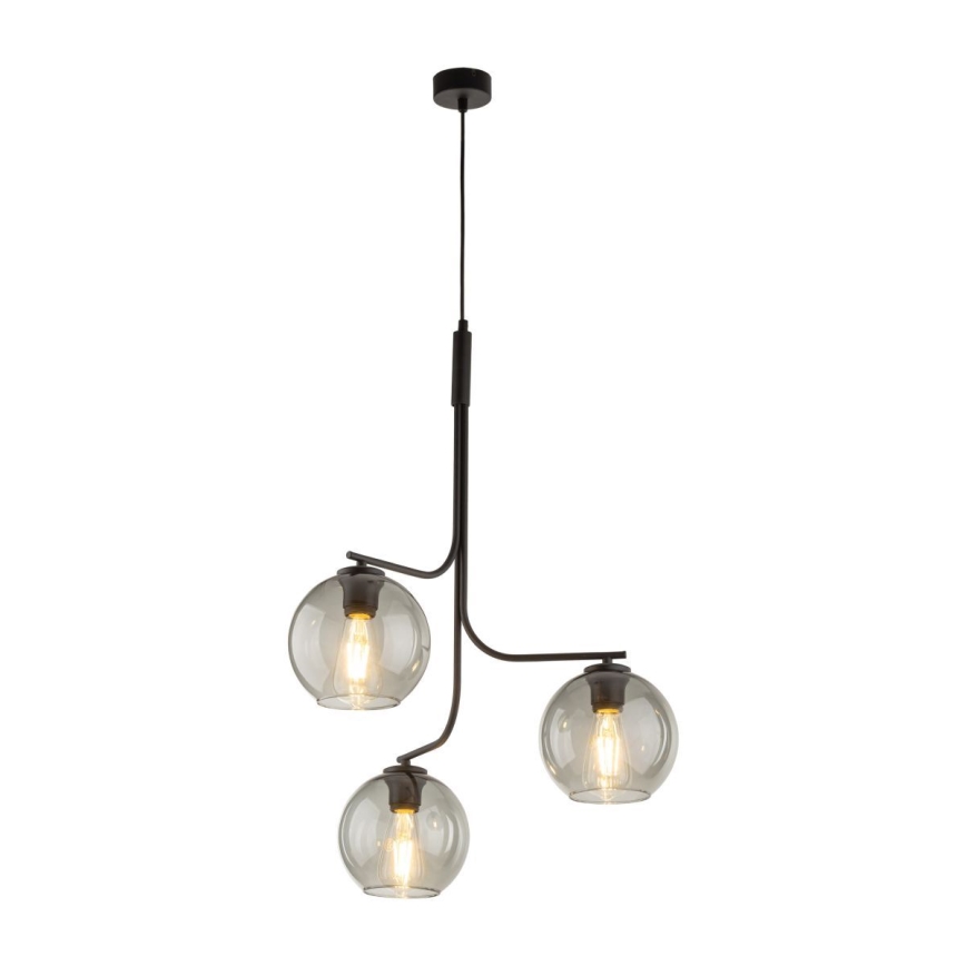 Snoerlamp CESAR 3xE27/15W/230V zwart/rookgrijs