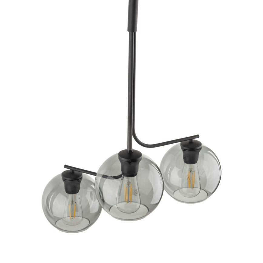 Snoerlamp CESAR 3xE27/15W/230V zwart/rookgrijs