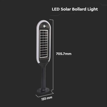 Solar LED Lamp met Sensor BOLLARD LED/5W/5,5V IP65 3000K