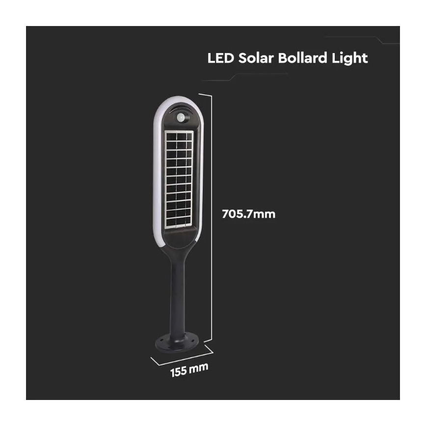Solar LED Lamp met Sensor BOLLARD LED/5W/5,5V IP65 4000K