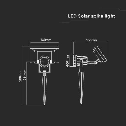 Solar LED Lamp SPIKE LED/2W/5,5V IP65 4000K