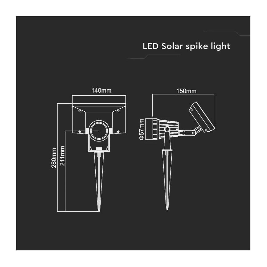 Solar LED Lamp SPIKE LED/2W/5,5V IP65 4000K