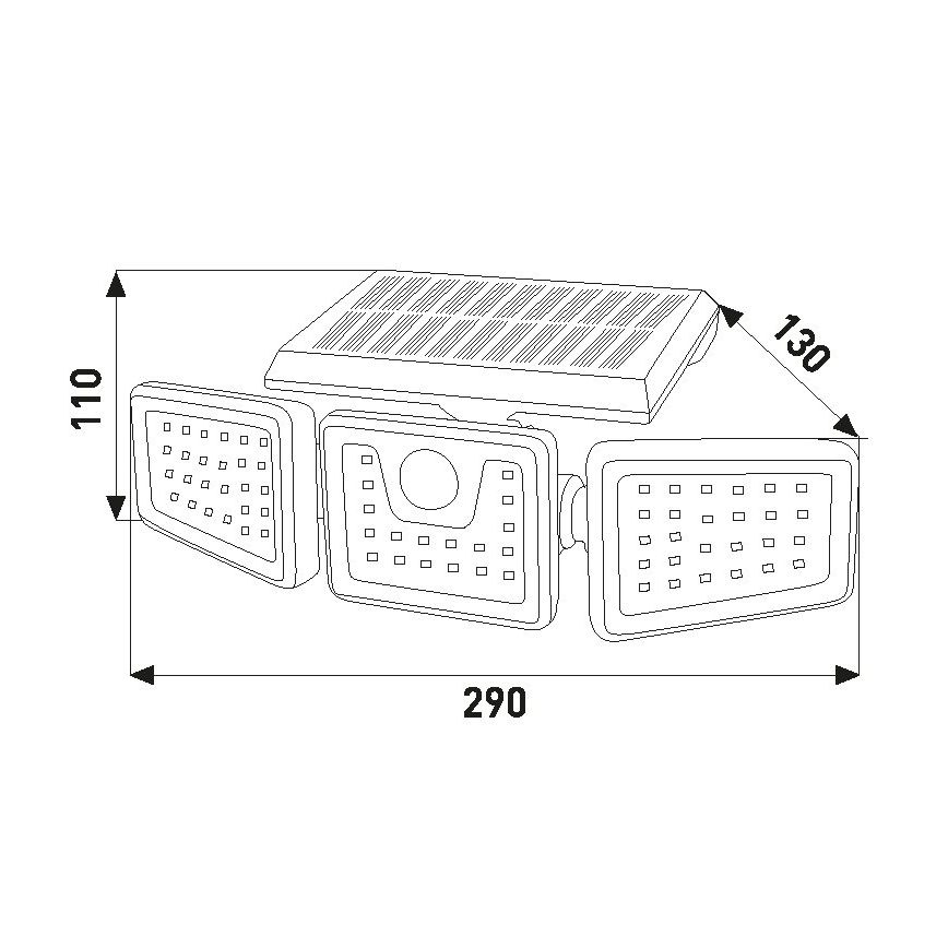 Solar LED Schijnwerper met Sensor LED/14W/3,7V 1800 mAh IP54