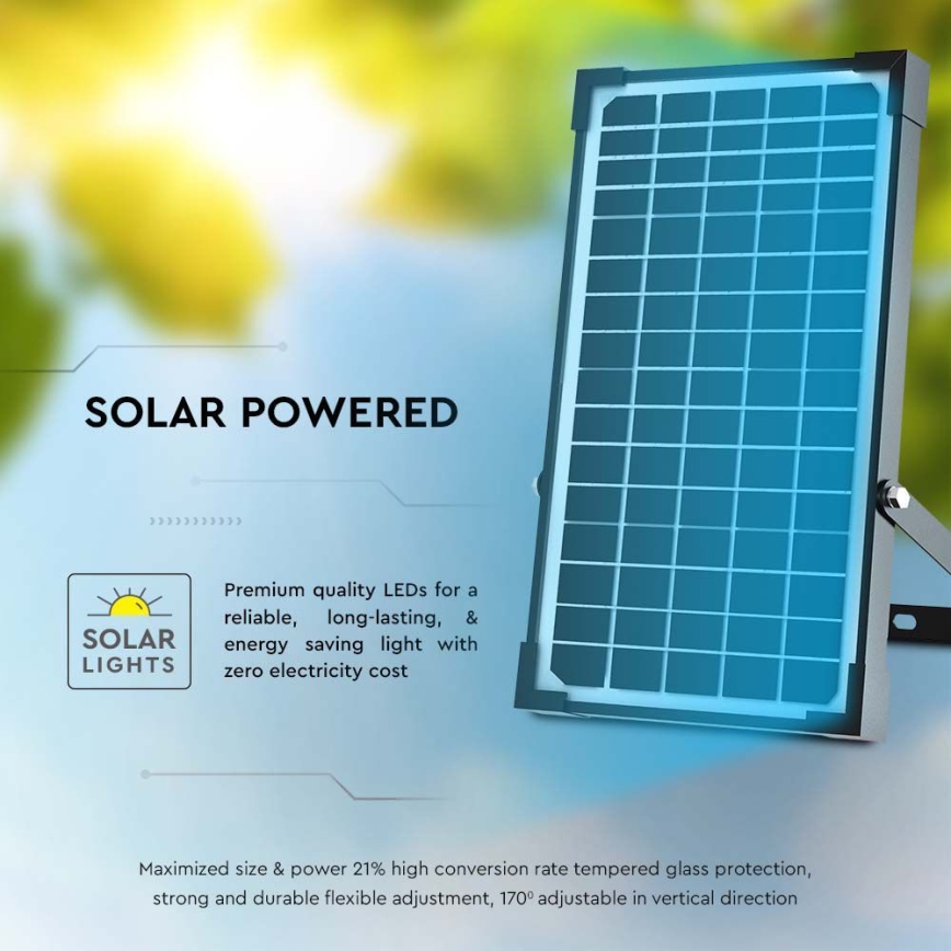 Solar LED Schijnwerper met Sensor LED/30W/6,4V 4000K + afstandsbediening