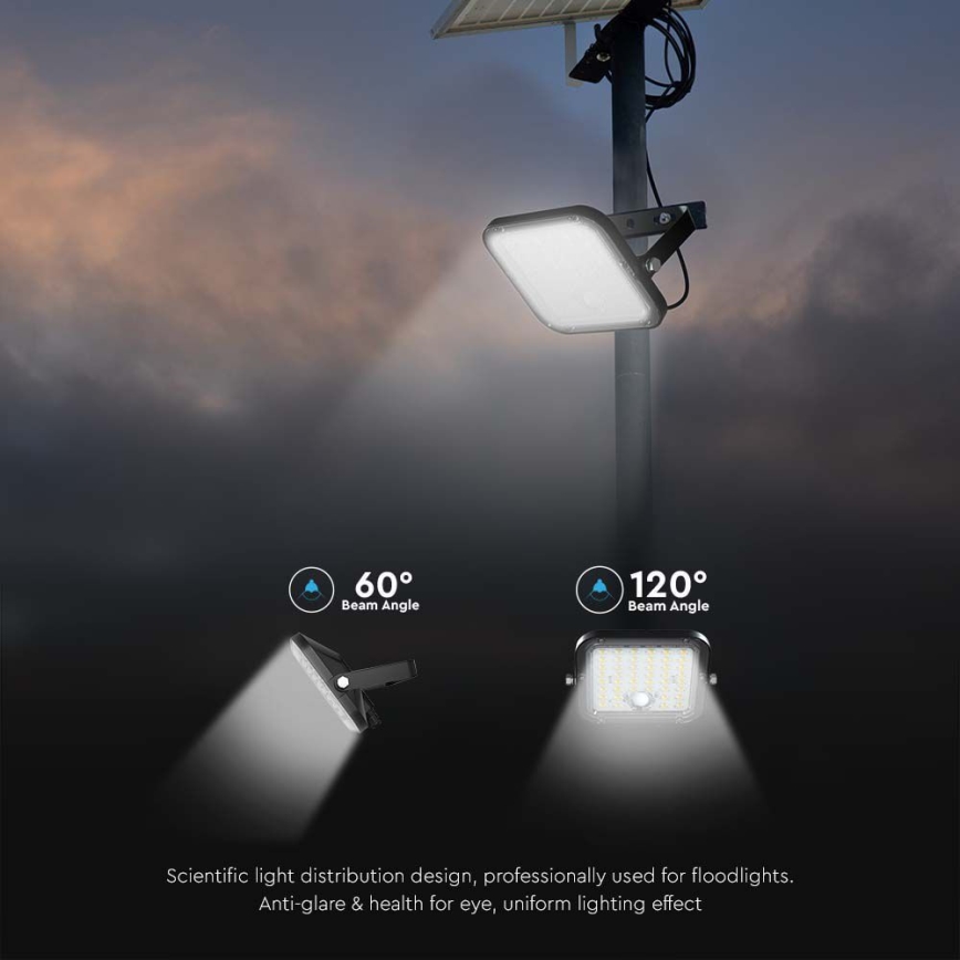 Solar LED Schijnwerper met Sensor LED/30W/6,4V 4000K + afstandsbediening