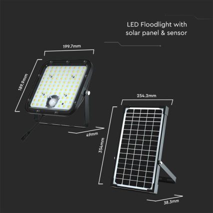 Solar LED Schijnwerper met Sensor LED/30W/6,4V 4000K + afstandsbediening