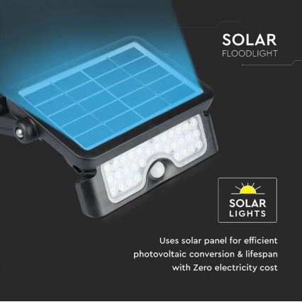 Solar LED Schijnwerper met Sensor LED/5W/3,7V IP65 4000K 3000 mAh