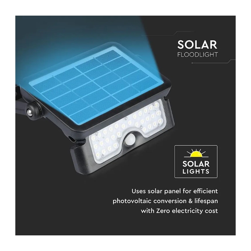 Solar LED Schijnwerper met Sensor LED/5W/3,7V IP65 4000K 3000 mAh