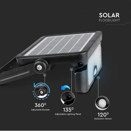 Solar LED Schijnwerper met Sensor LED/5W/3,7V IP65 4000K 3000 mAh