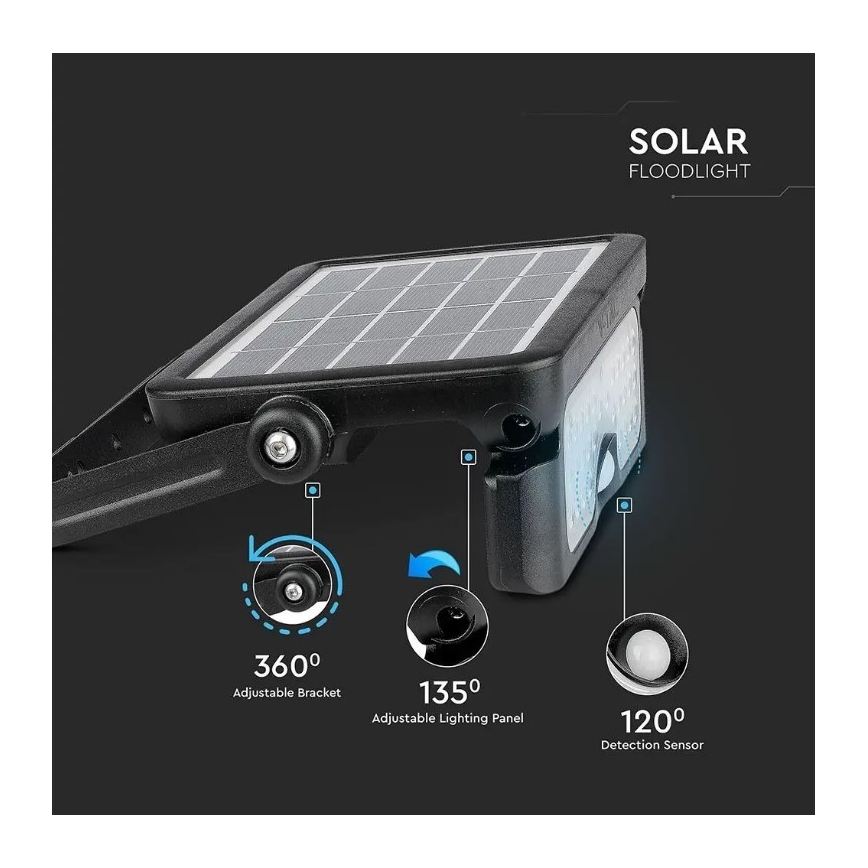 Solar LED Schijnwerper met Sensor LED/5W/3,7V IP65 4000K 3000 mAh