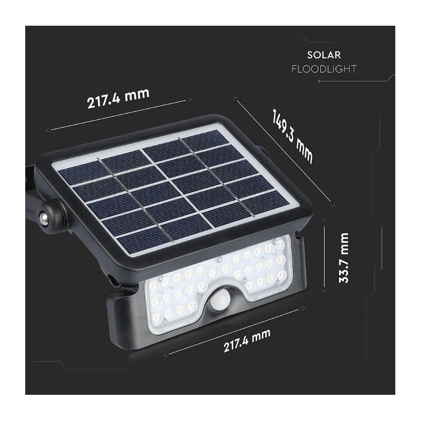 Solar LED Schijnwerper met Sensor LED/5W/3,7V IP65 4000K 3000 mAh
