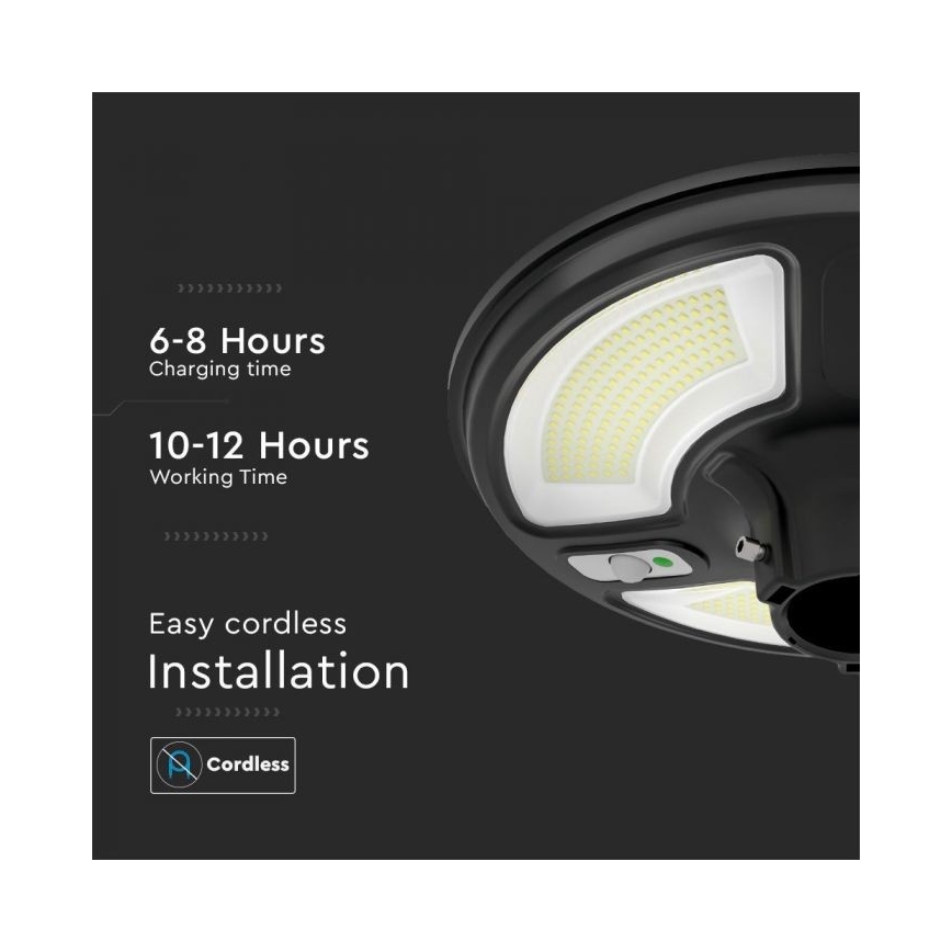 Solar LED Straatlamp met sensor LED/10W/3,2V IP65 4000K 15000 mAh + afstandsbediening