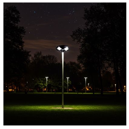 LED Dimbare zonne-straatlantaarn met sensor LED/15W/6V 11000 mAh 6500K IP65 zwart + afstandsbediening