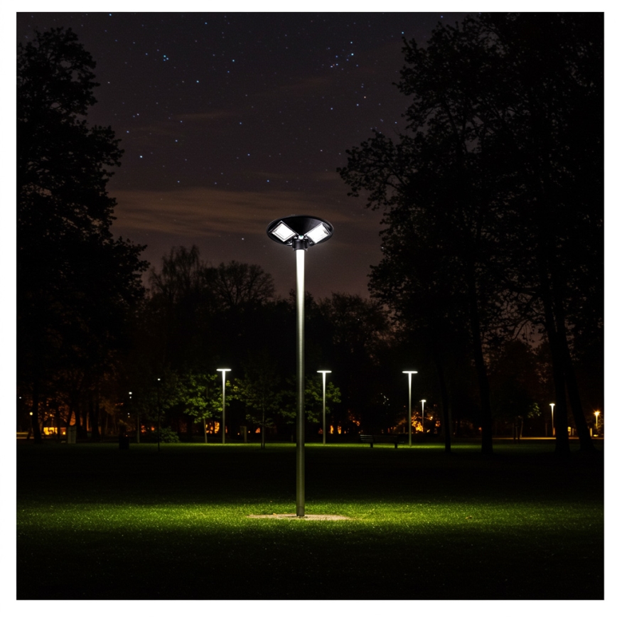 LED Dimbare zonne-straatlantaarn met sensor LED/15W/6V 11000 mAh 6500K IP65 zwart + afstandsbediening