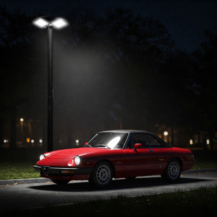LED Dimbare zonne-straatlantaarn met sensor LED/15W/6V 11000 mAh 6500K IP65 zwart + afstandsbediening